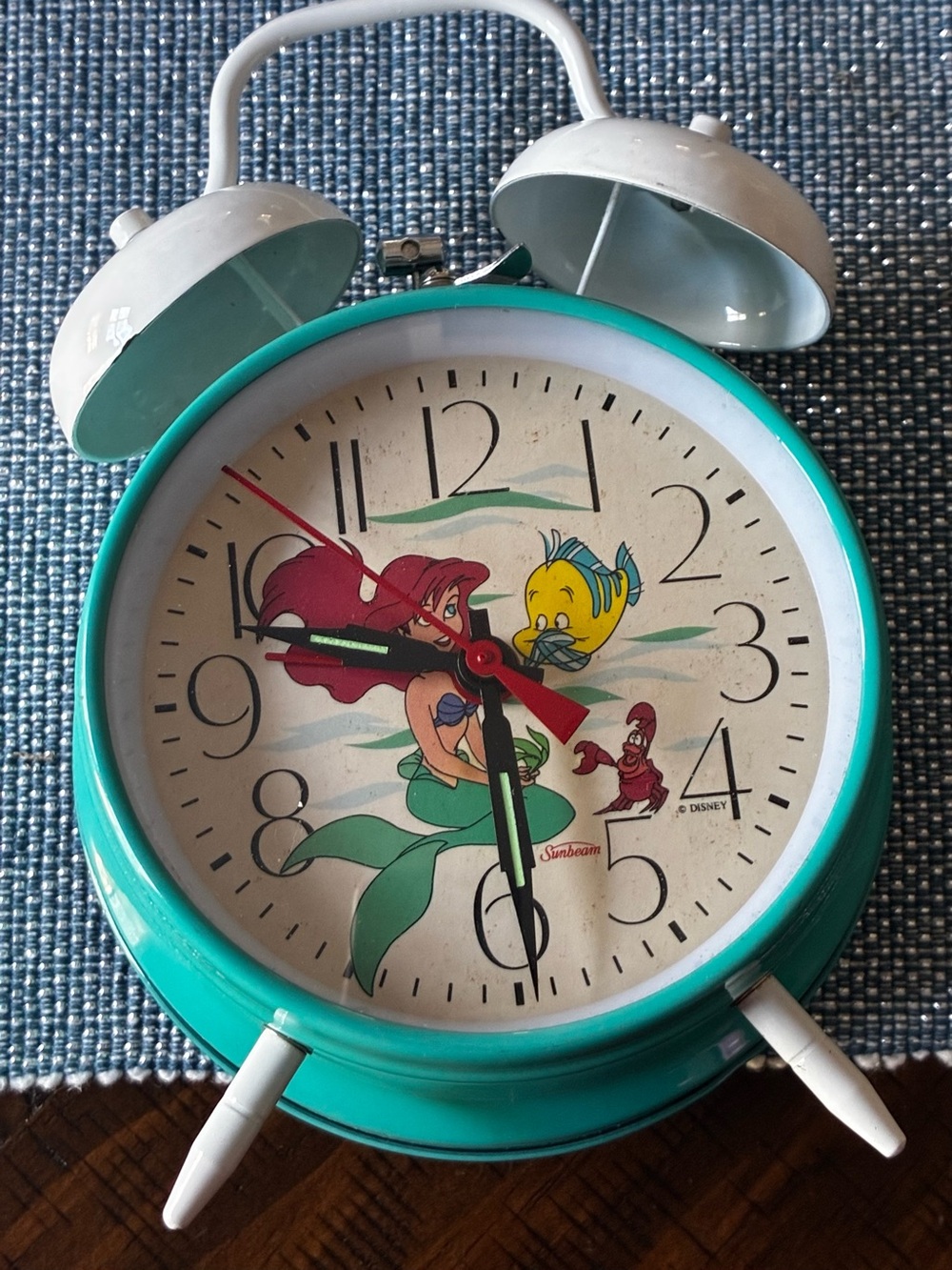 Disney Ariel Twin-Bell Alarm Clock - Teal & White